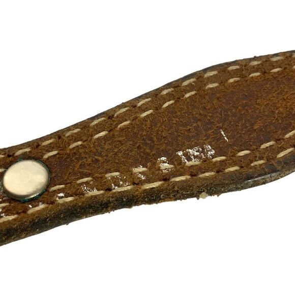 Nocona Mens Western Belt Size 40 Brown Leather Silvertone Conchos - FLAWED - Picture 8 of 8